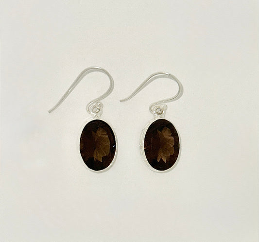 Smokey Quartz Earrings with Faceted Stones