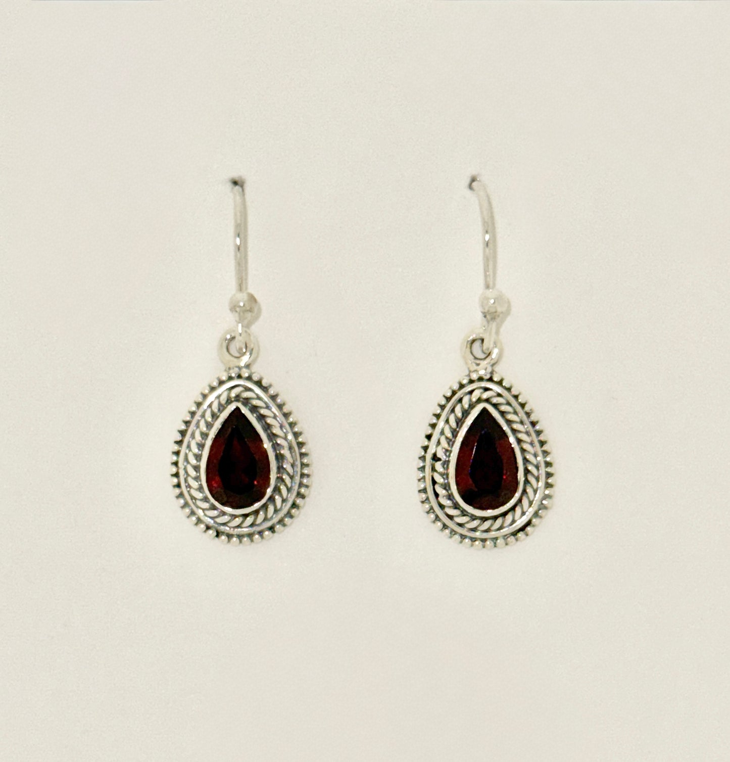 Garnet Earrings with Faceted Stones