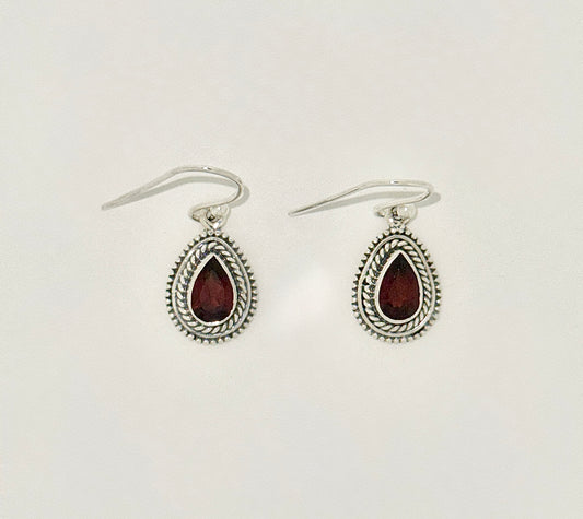 Garnet Earrings with Faceted Stones
