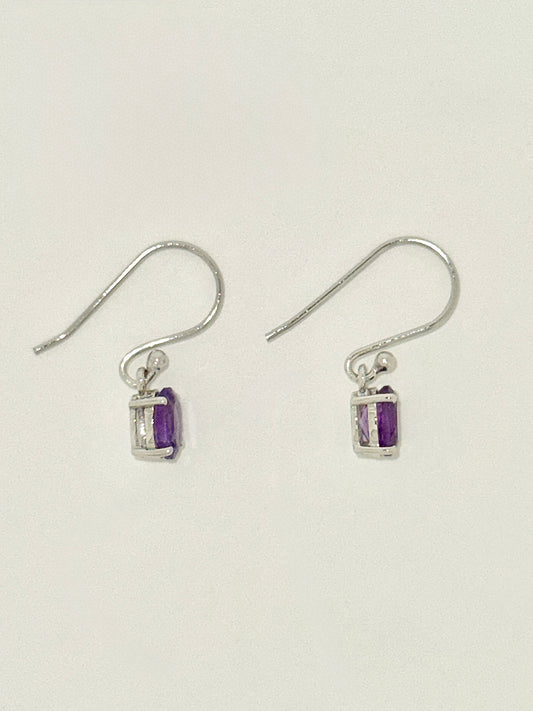 Amethyst Earrings with Faceted Stones