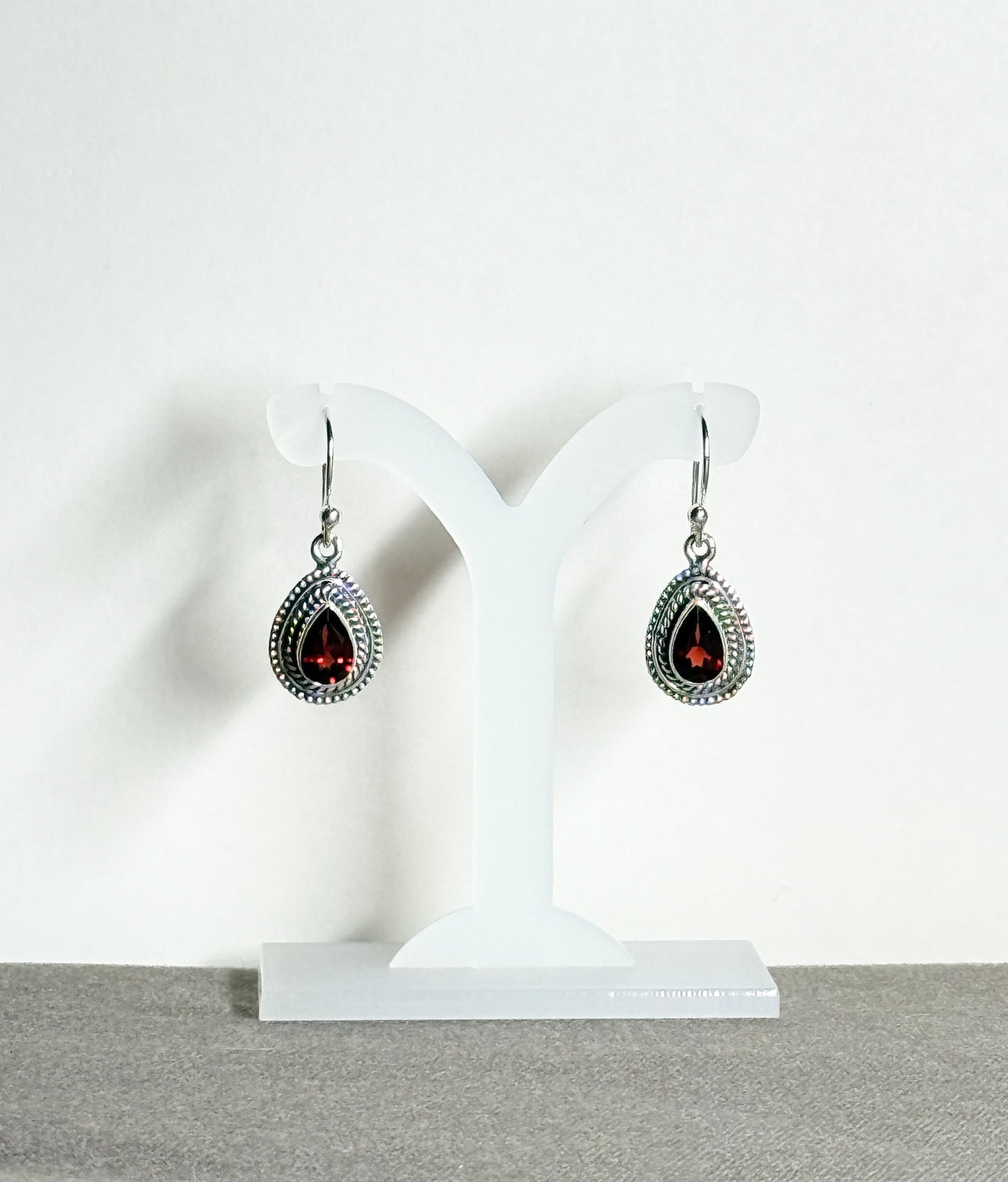 Garnet Earrings with Faceted Stones