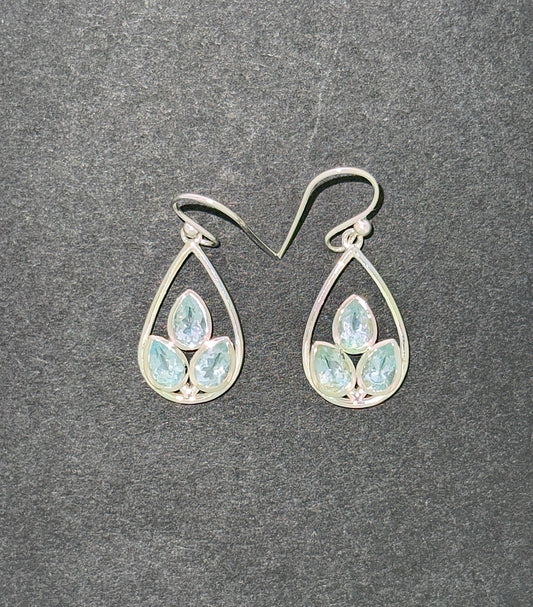 Blue Topaz Earrings with Faceted Stones