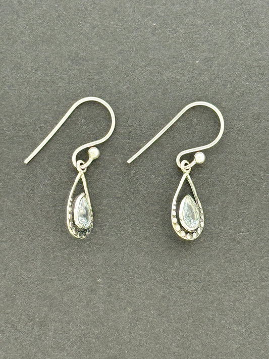 Blue Topaz Earrings with Faceted Stones