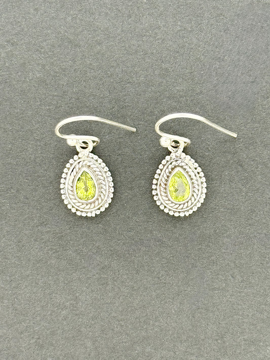 Peridot Earrings with Faceted Stones