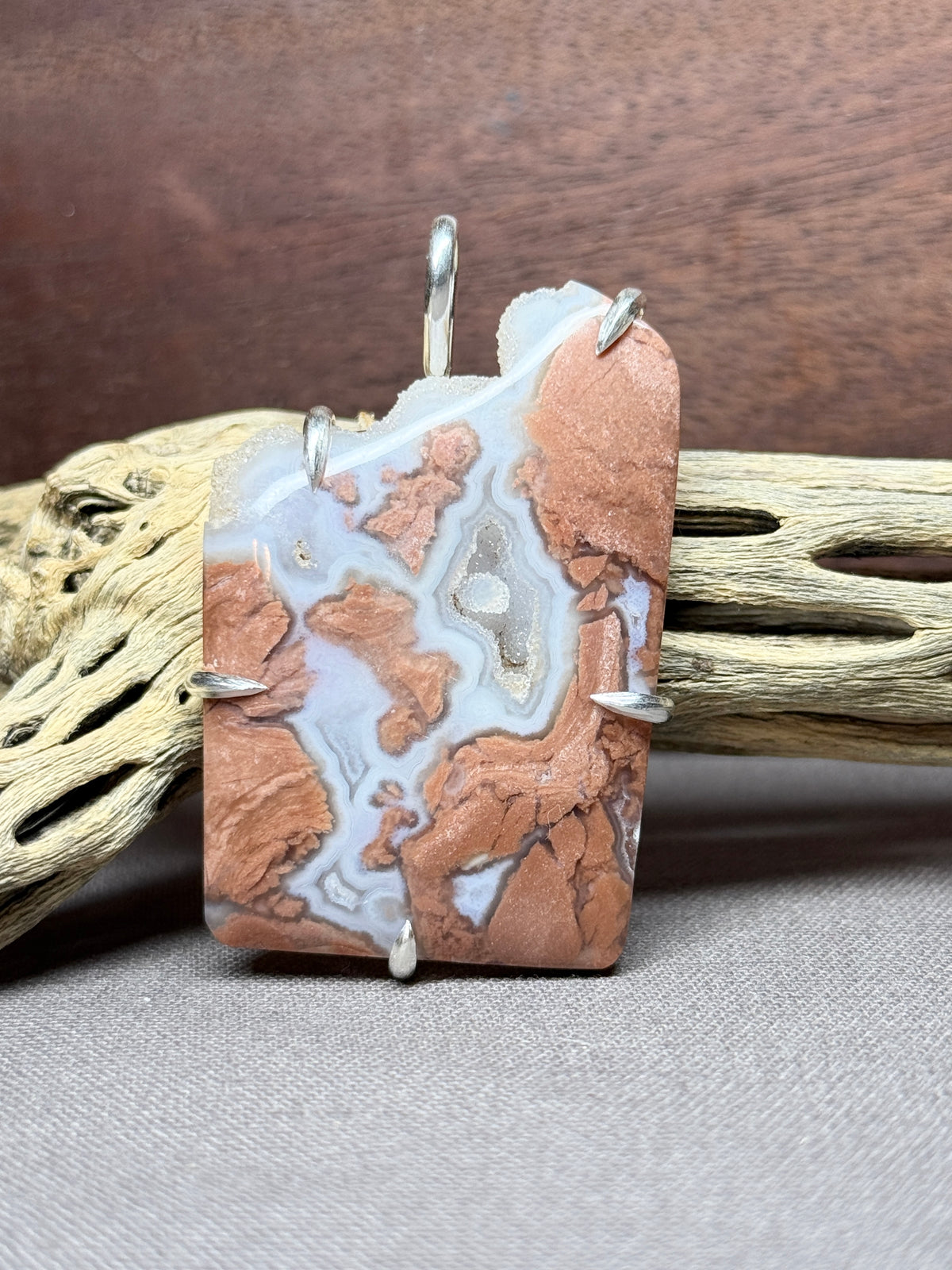 Cotton Candy Agate Prong Mount