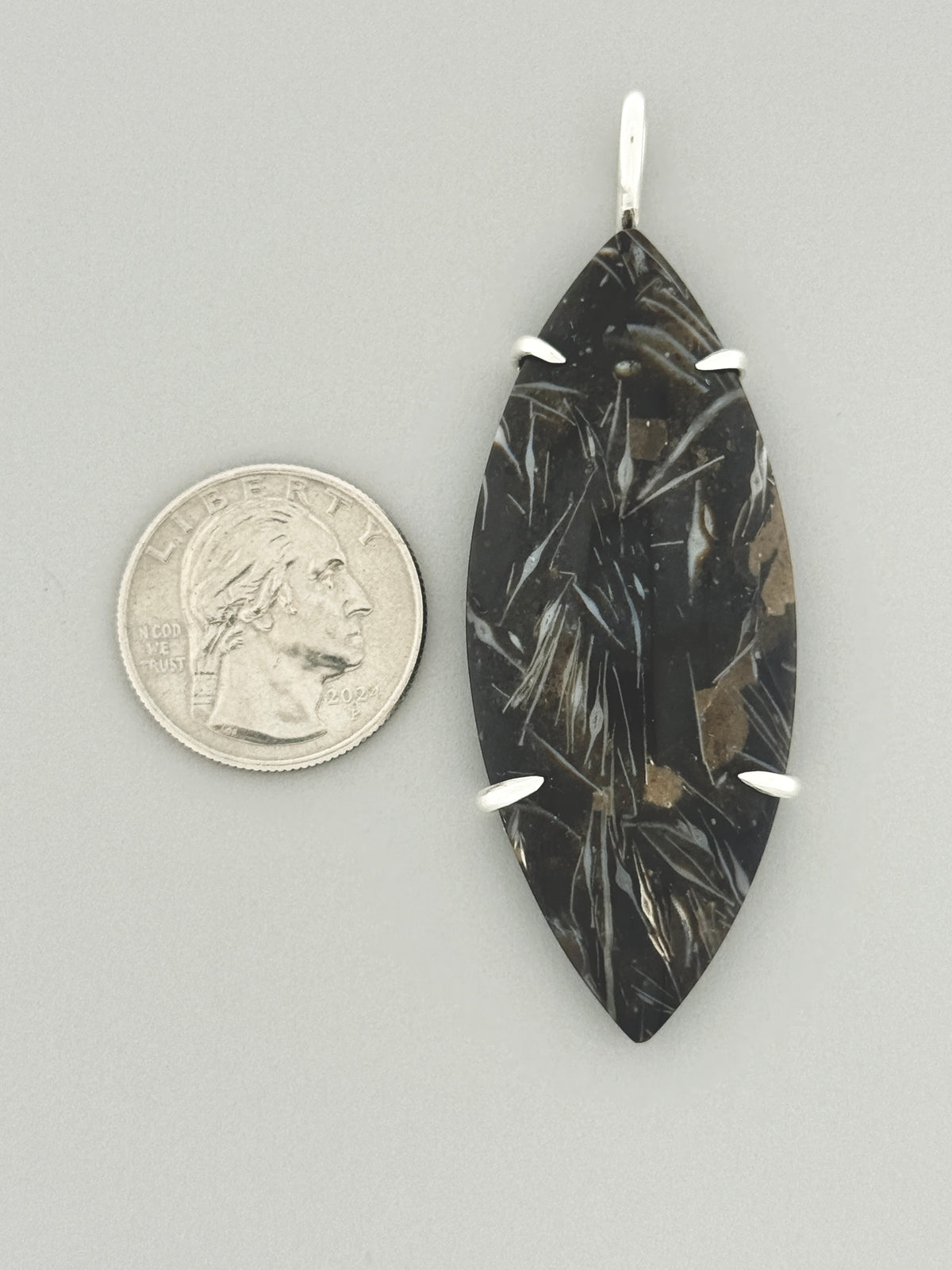 Feather Agate Prong Mount