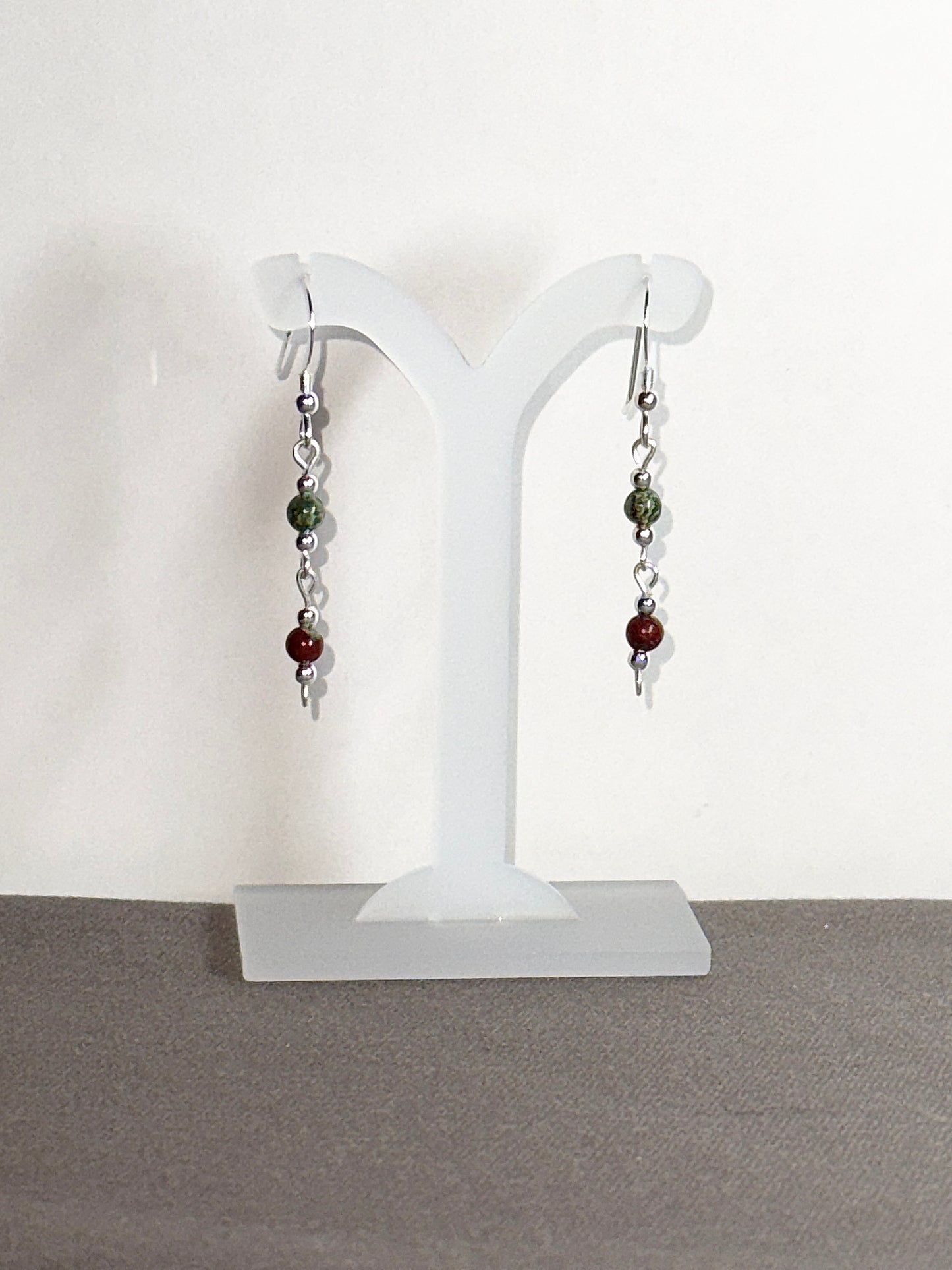 Dragon's Blood Jasper Earrings, Loop-links