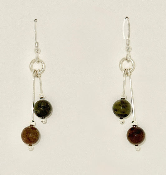 Tourmaline Earrings, Bi-dangle