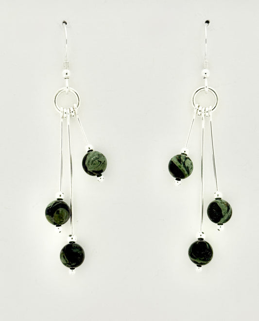 Kabamba Jasper Earrings, Tri-dangle