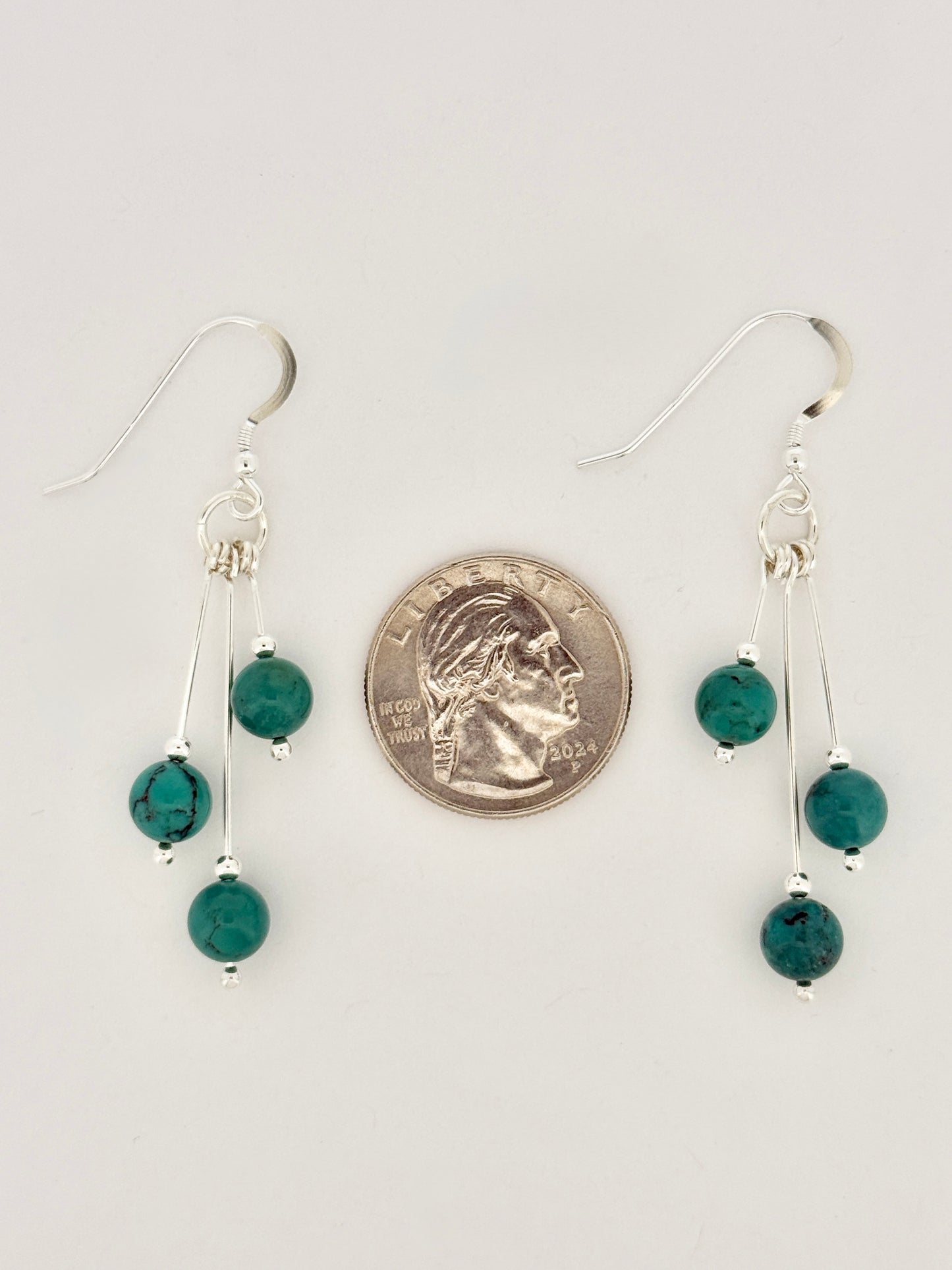 Chrysocolla Earrings, Tri-dangle