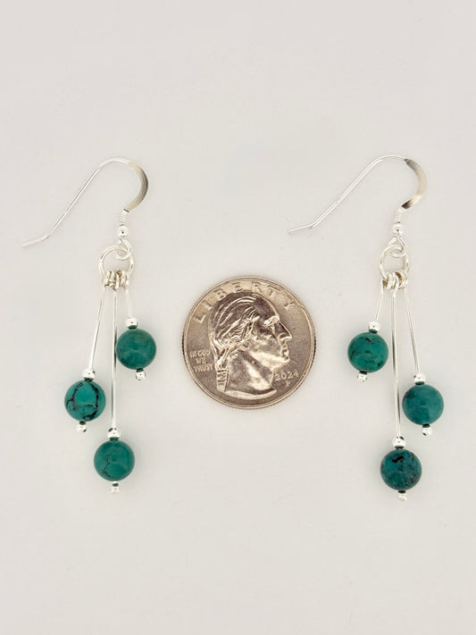 Chrysocolla Earrings, Tri-dangle