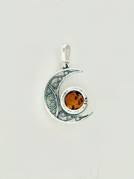 Amber Pendant, Crescent Moon