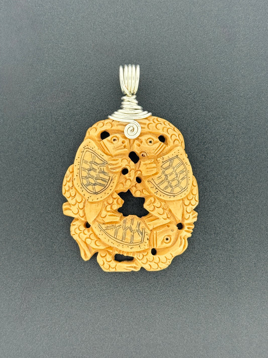 Carved Water Buffalo Bone Wire Wrap