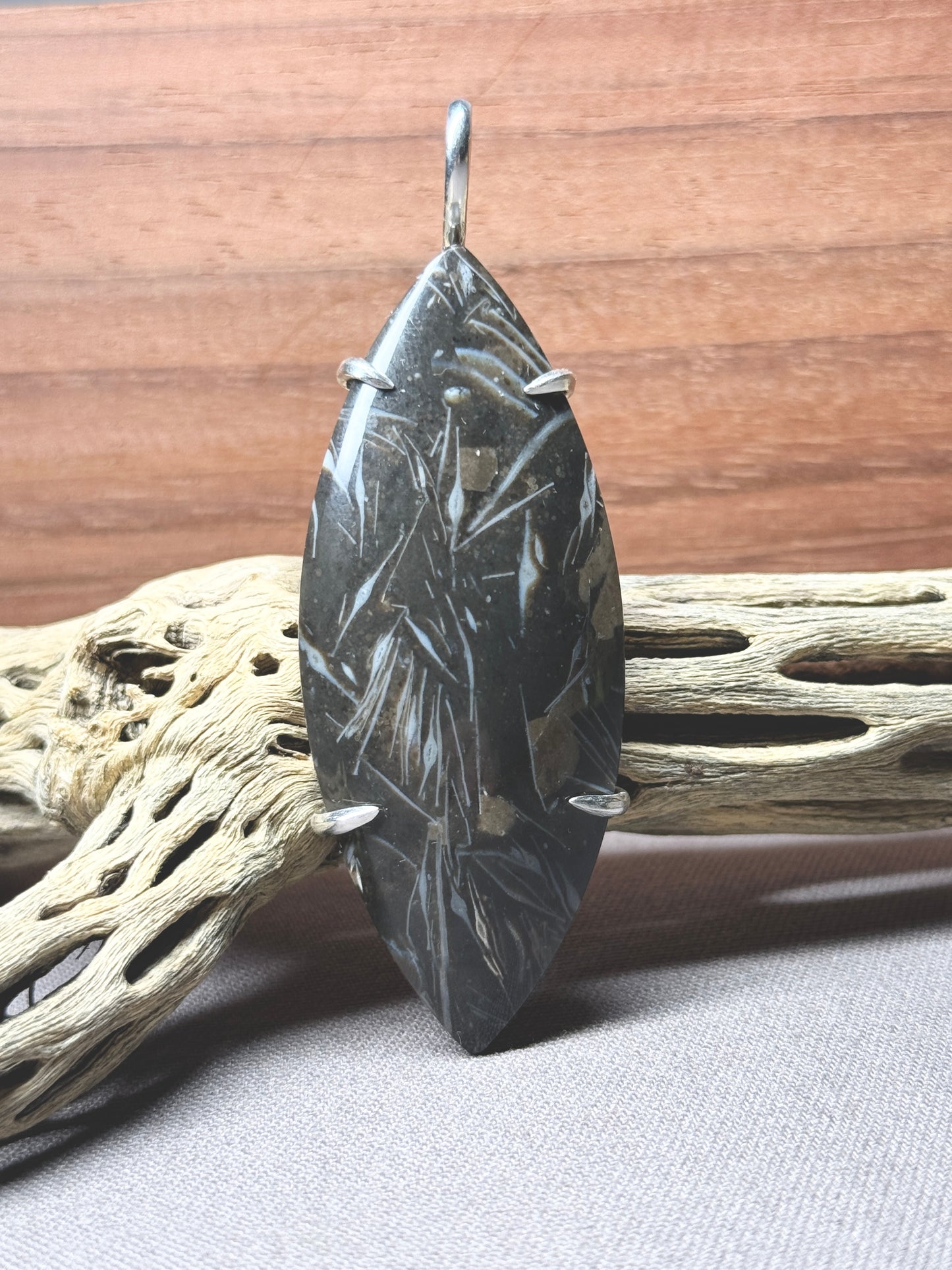 Feather Agate Prong Mount