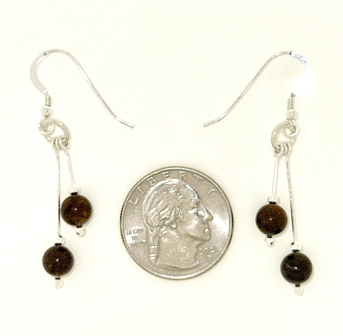 Bronzite Earrings, Bi-dangle