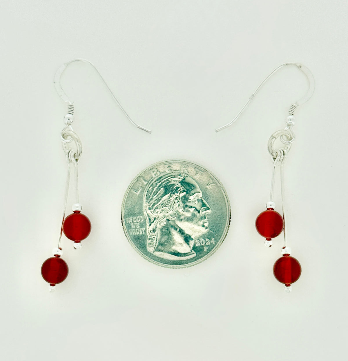 Carnelian Earrings, Bi-dangle