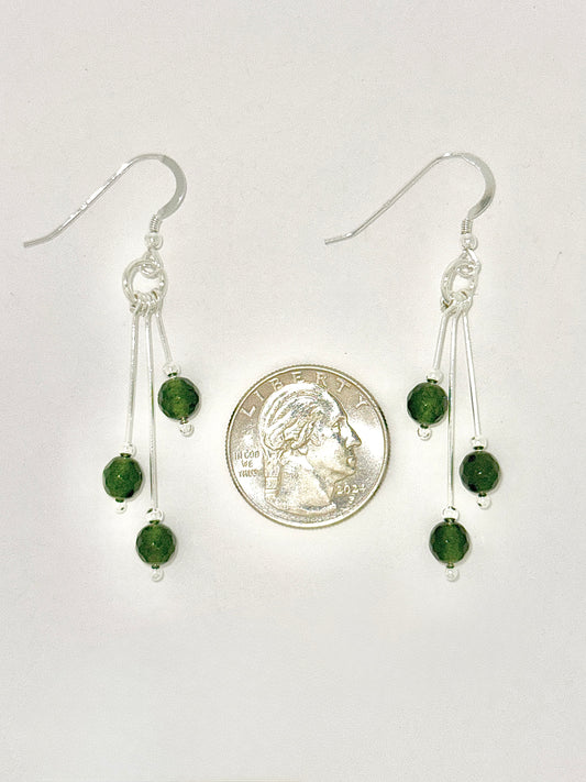 Jade Earrings, Tri-dangle, Faceted
