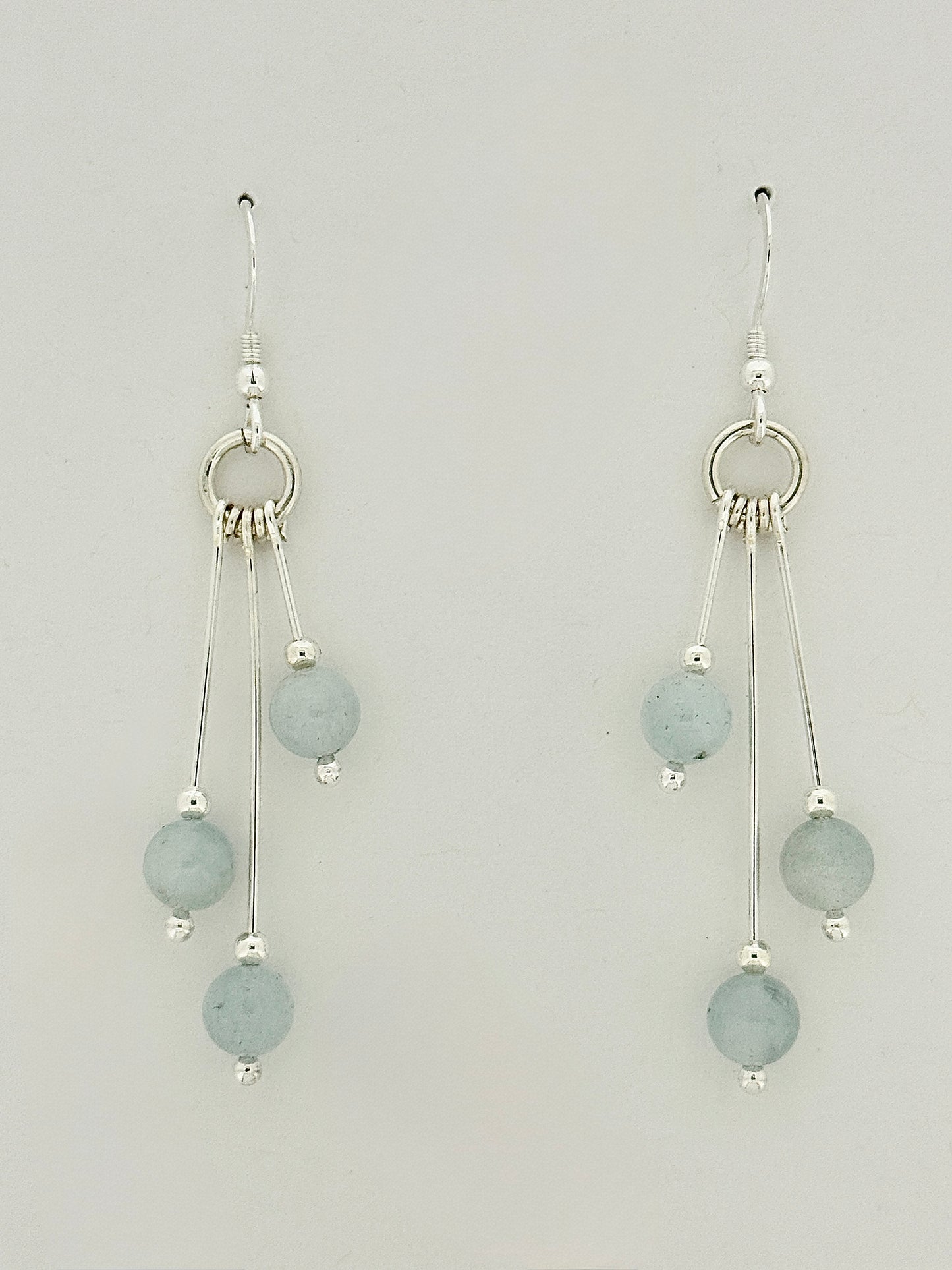 Aquamarine Earrings, Tri-dangle