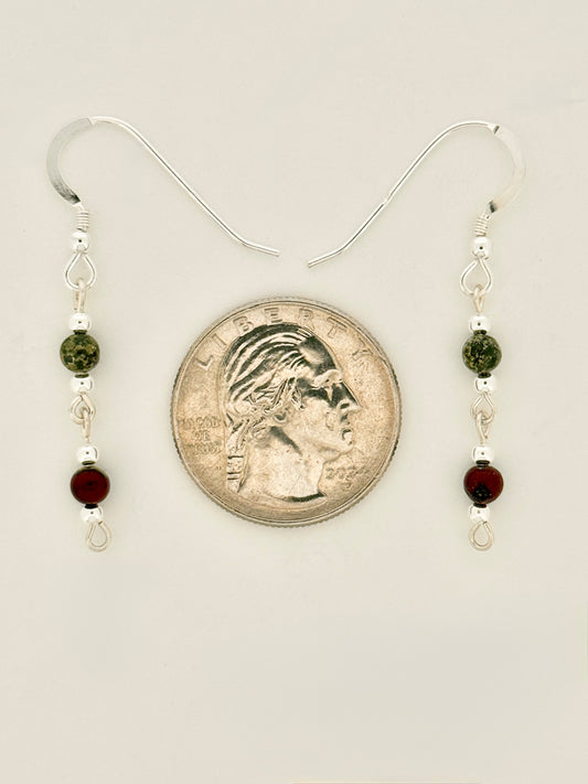 Dragon's Blood Jasper Earrings, Loop-links