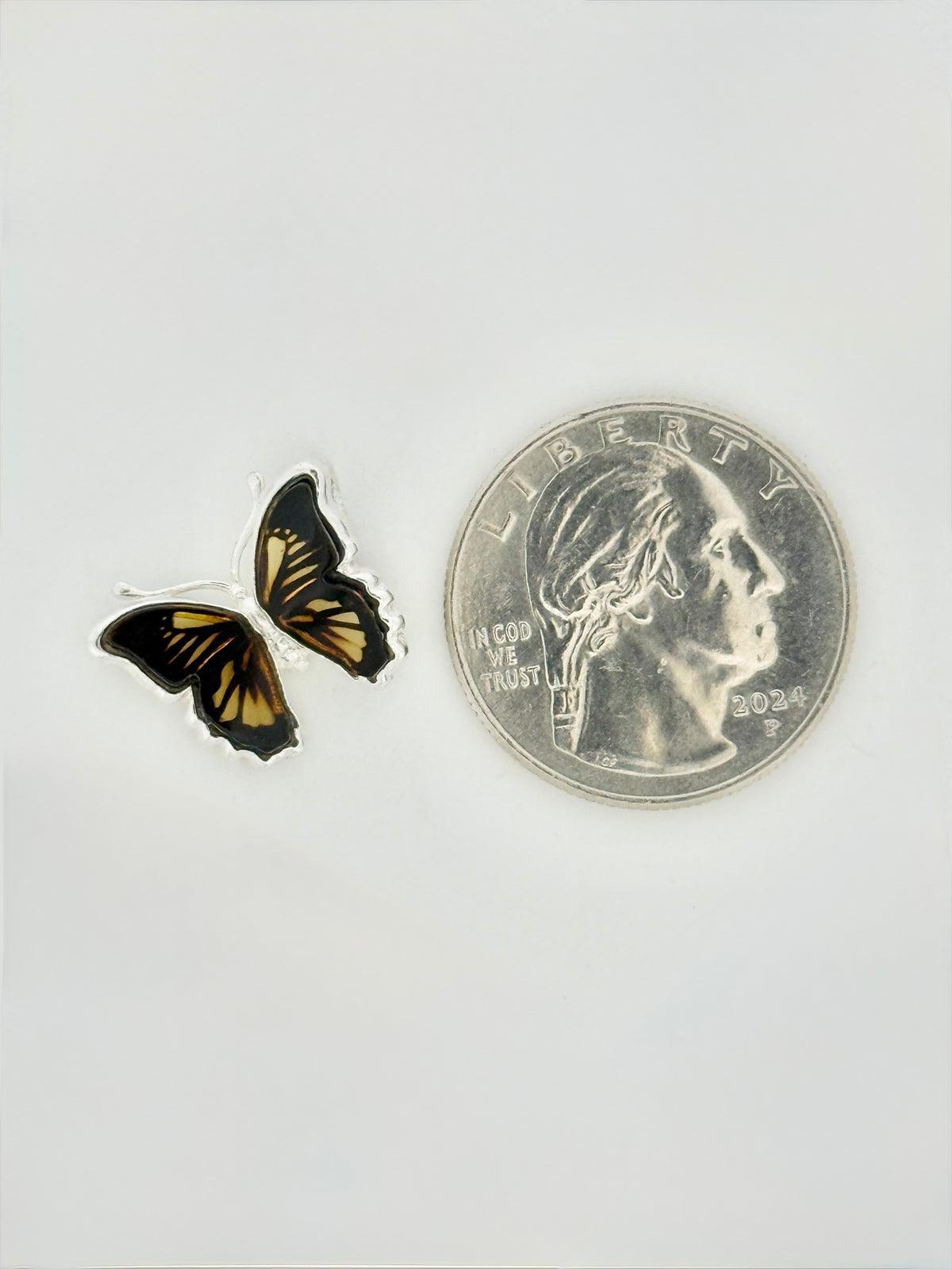 Amber Pendant, Butterfly (Monarch)