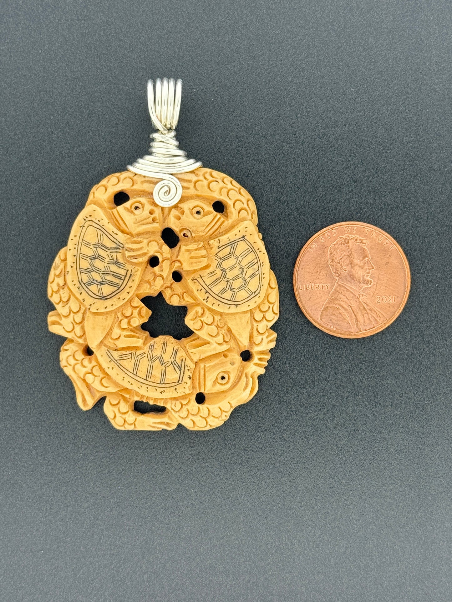Carved Water Buffalo Bone Wire Wrap
