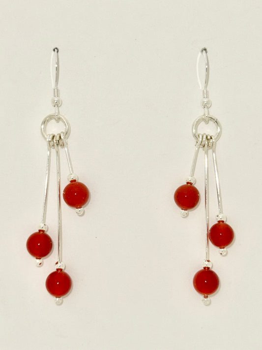 Carnelian Earrings, Tri-dangle
