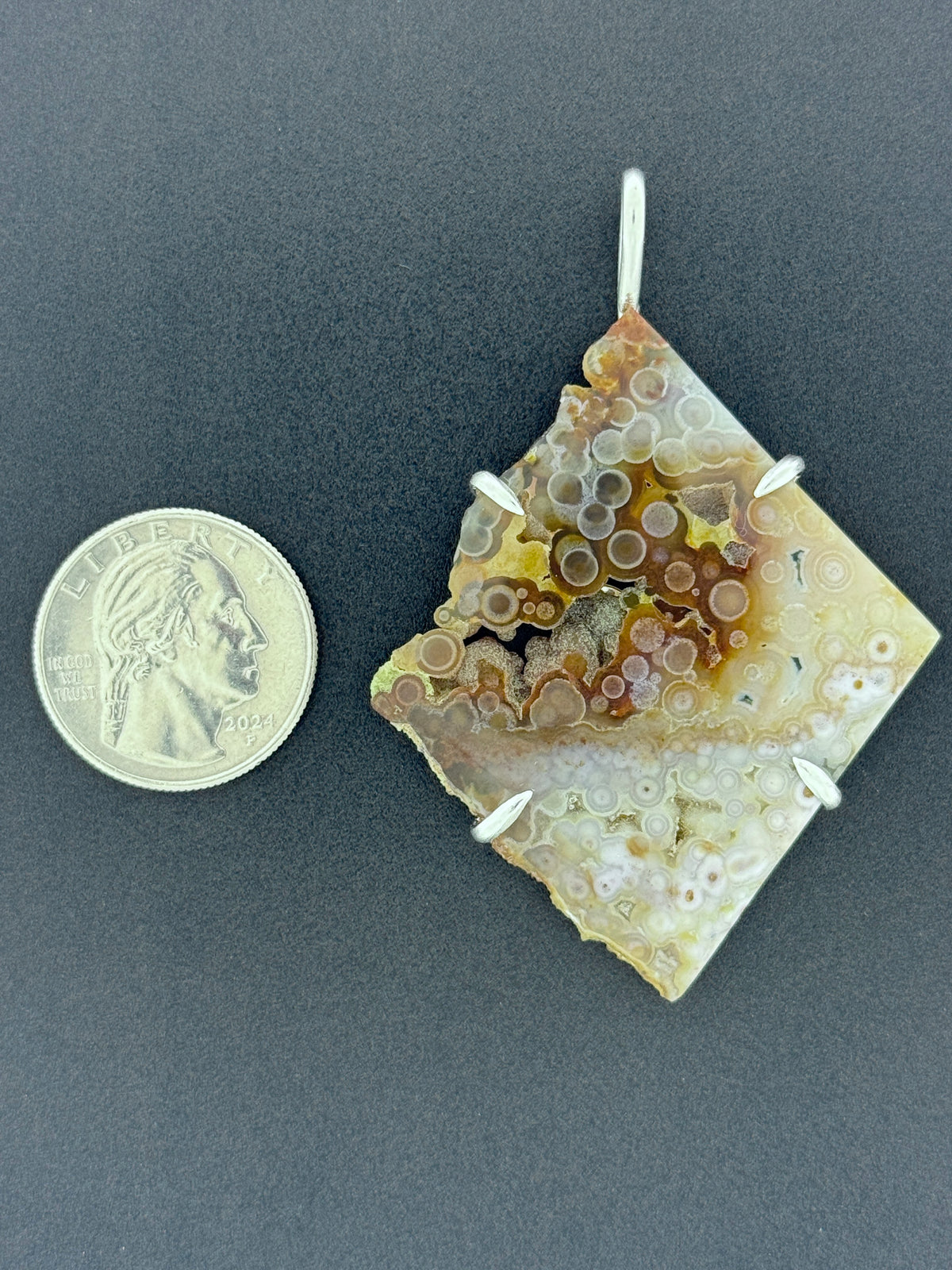 Drusy Botryoidal Ocean Jasper Prong Mount