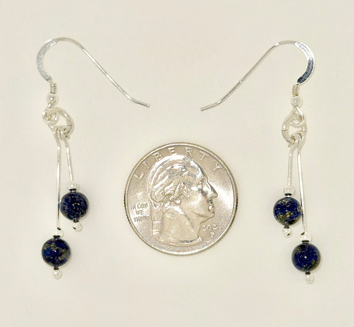 Lapis Lazuli Earrings, Bi-dangle