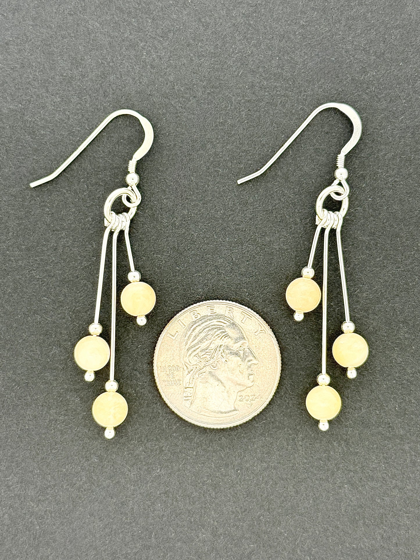 Calcite Earrings, Tri-dangle
