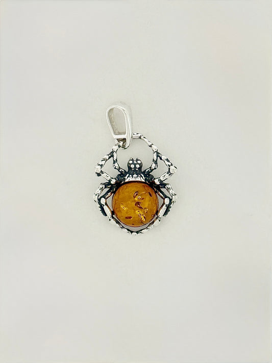 Amber Pendant, Spider, Golden-orange