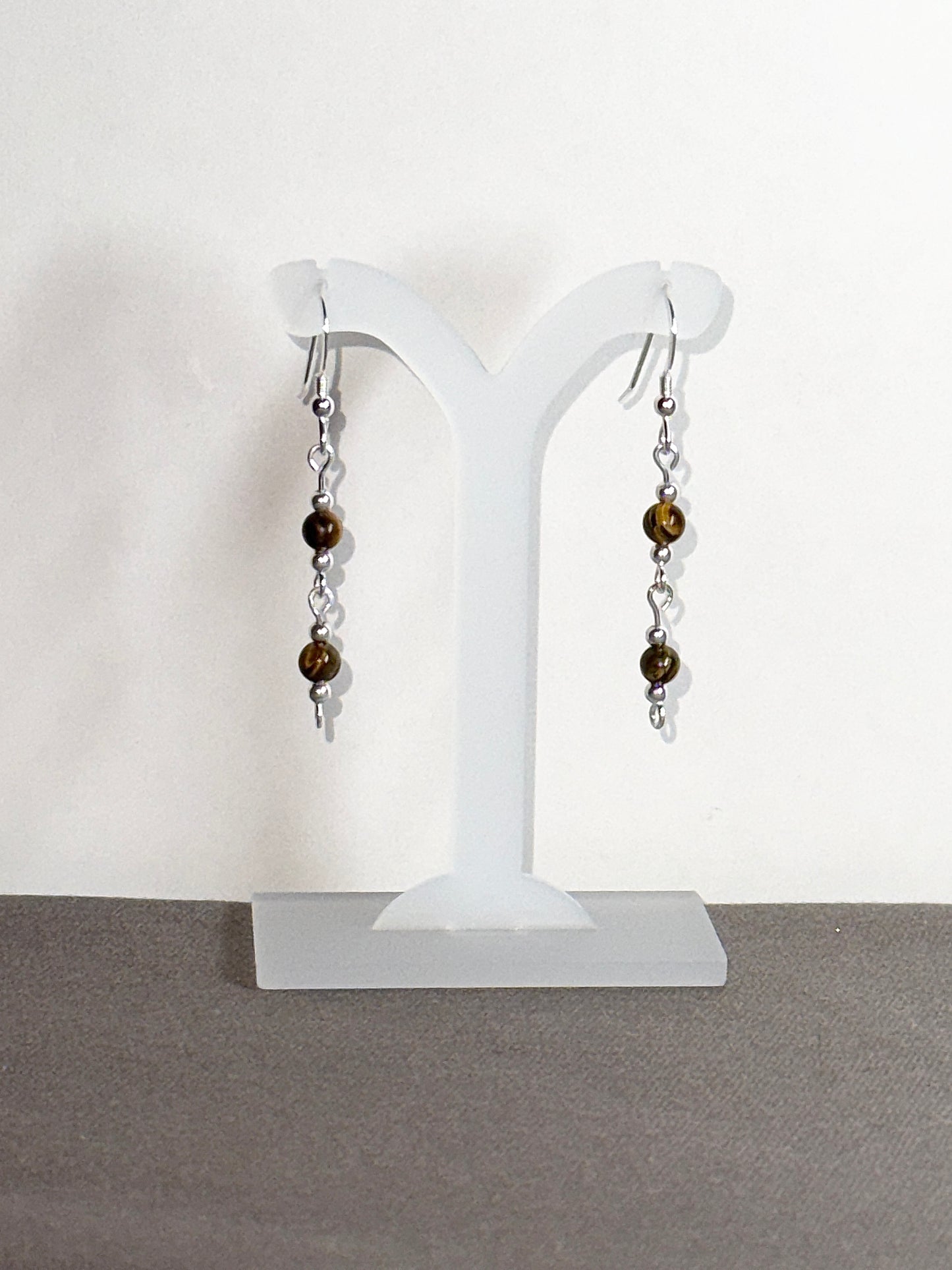 Tigereye Earrings, Loop-links