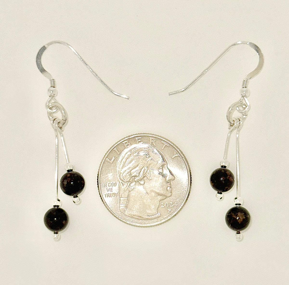 Brown Obsidian Earrings, Bi-dangle