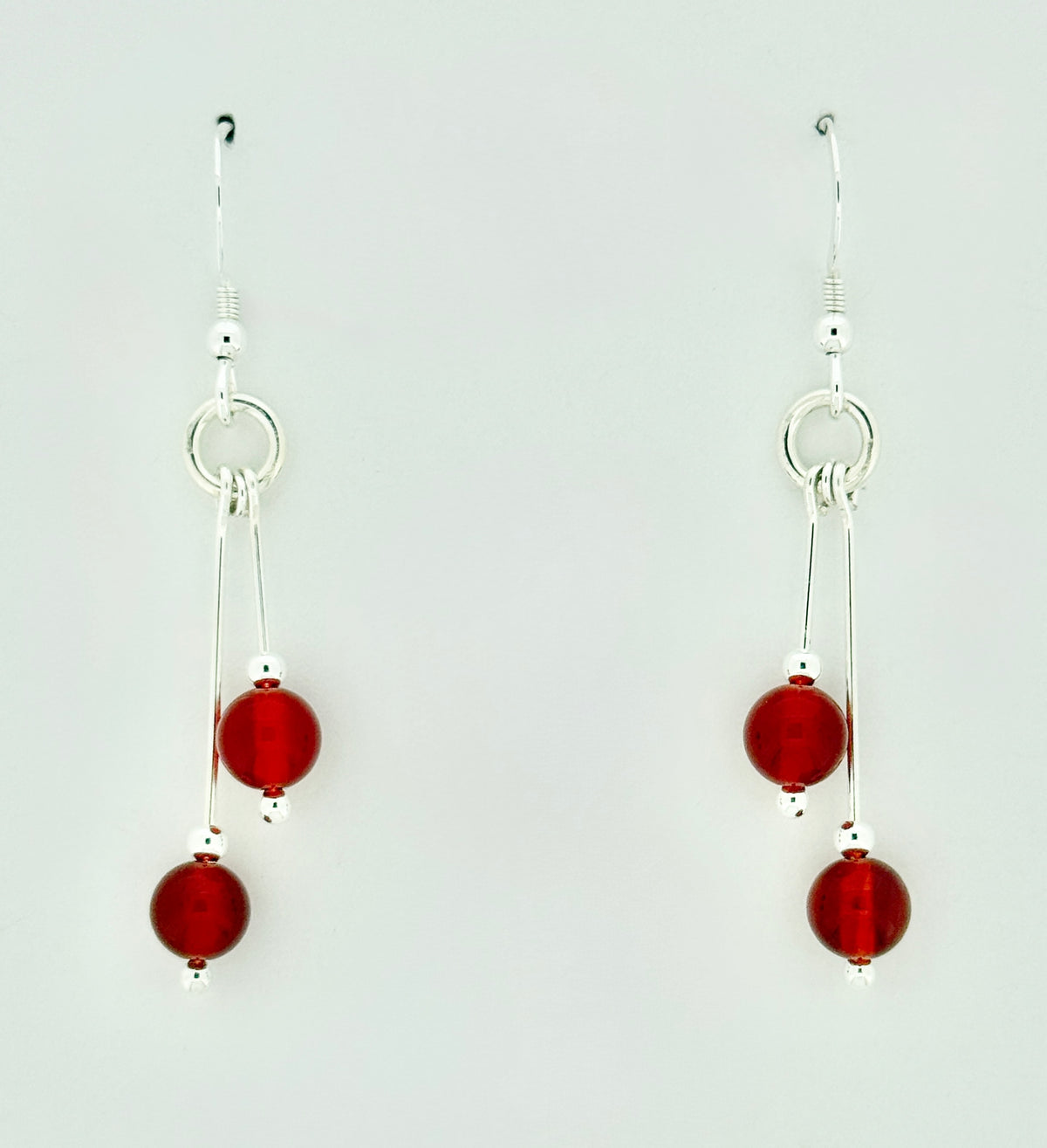 Carnelian Earrings, Bi-dangle