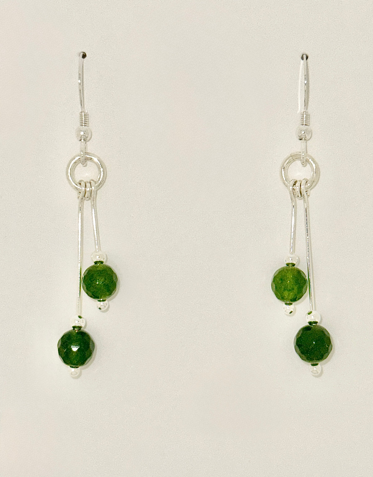 Jade Earrings, Bi-dangle, Faceted