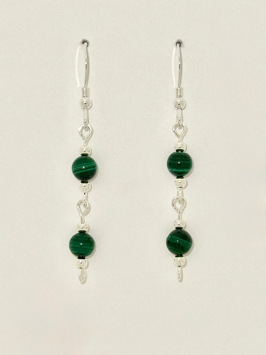 Malachite Earrings, Loop-links
