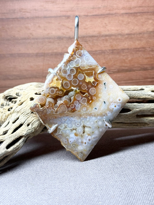 Drusy Botryoidal Ocean Jasper Prong Mount