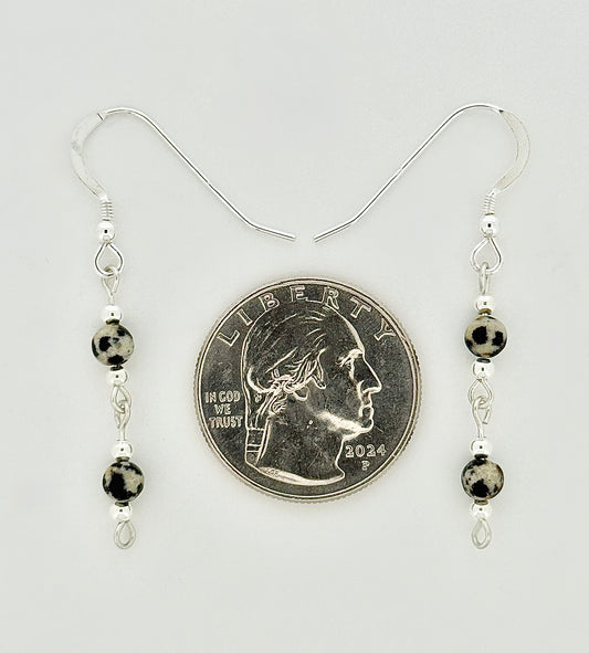 Dalmatian Jasper Earrings, Loop-links