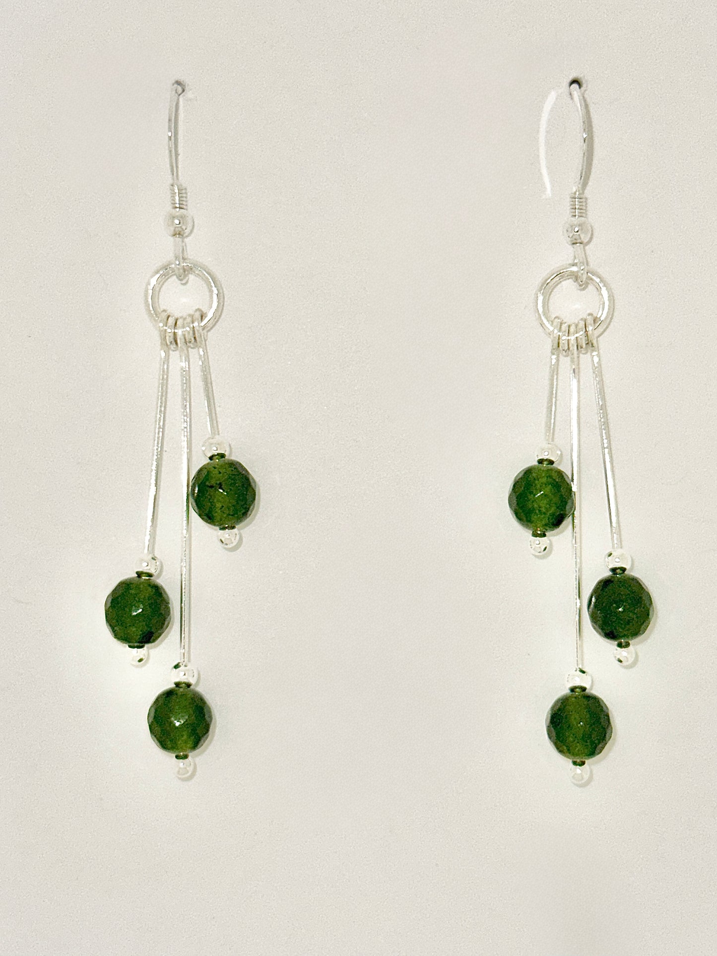 Jade Earrings, Tri-dangle, Faceted