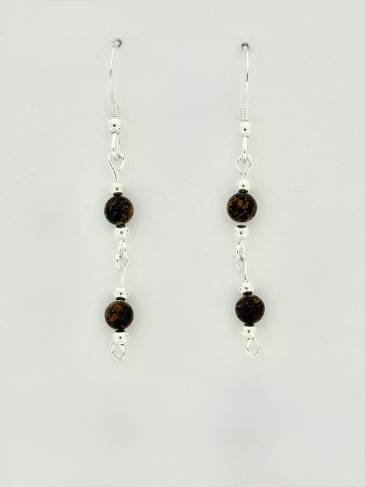 Bronzite Earrings, Loop-links
