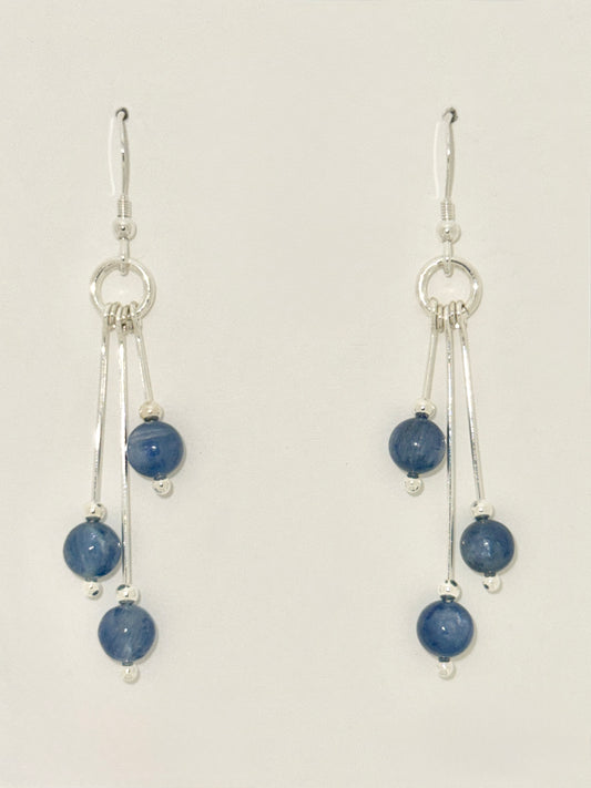 Kyanite Earrings, Tri-dangle