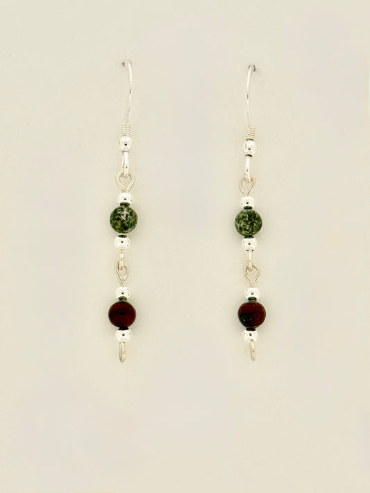 Dragon's Blood Jasper Earrings, Loop-links