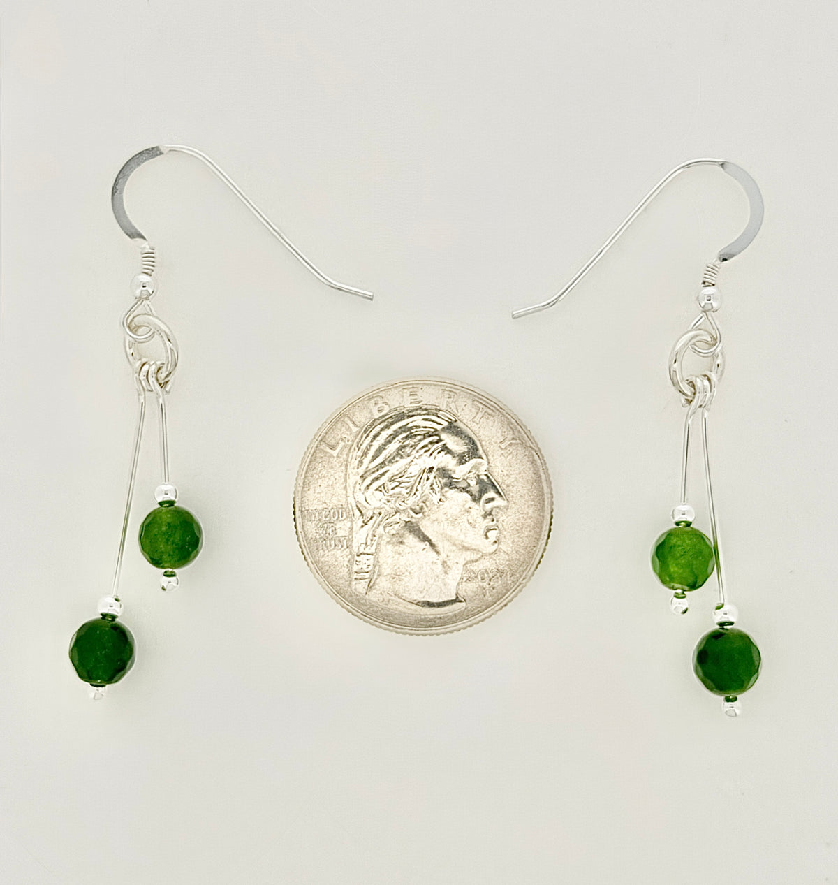Jade Earrings, Bi-dangle, Faceted