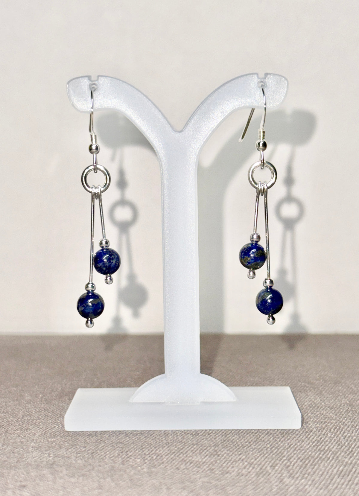 Lapis Lazuli Earrings, Bi-dangle