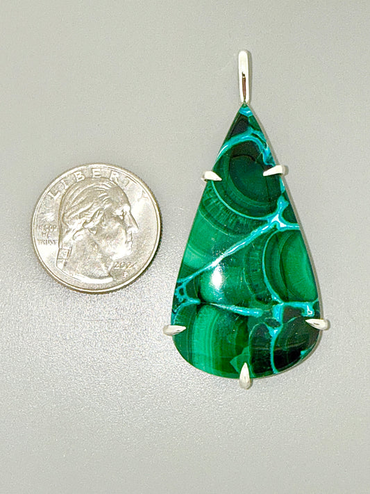 Malachite/Chrysocolla Prong Mount, Chatoyant
