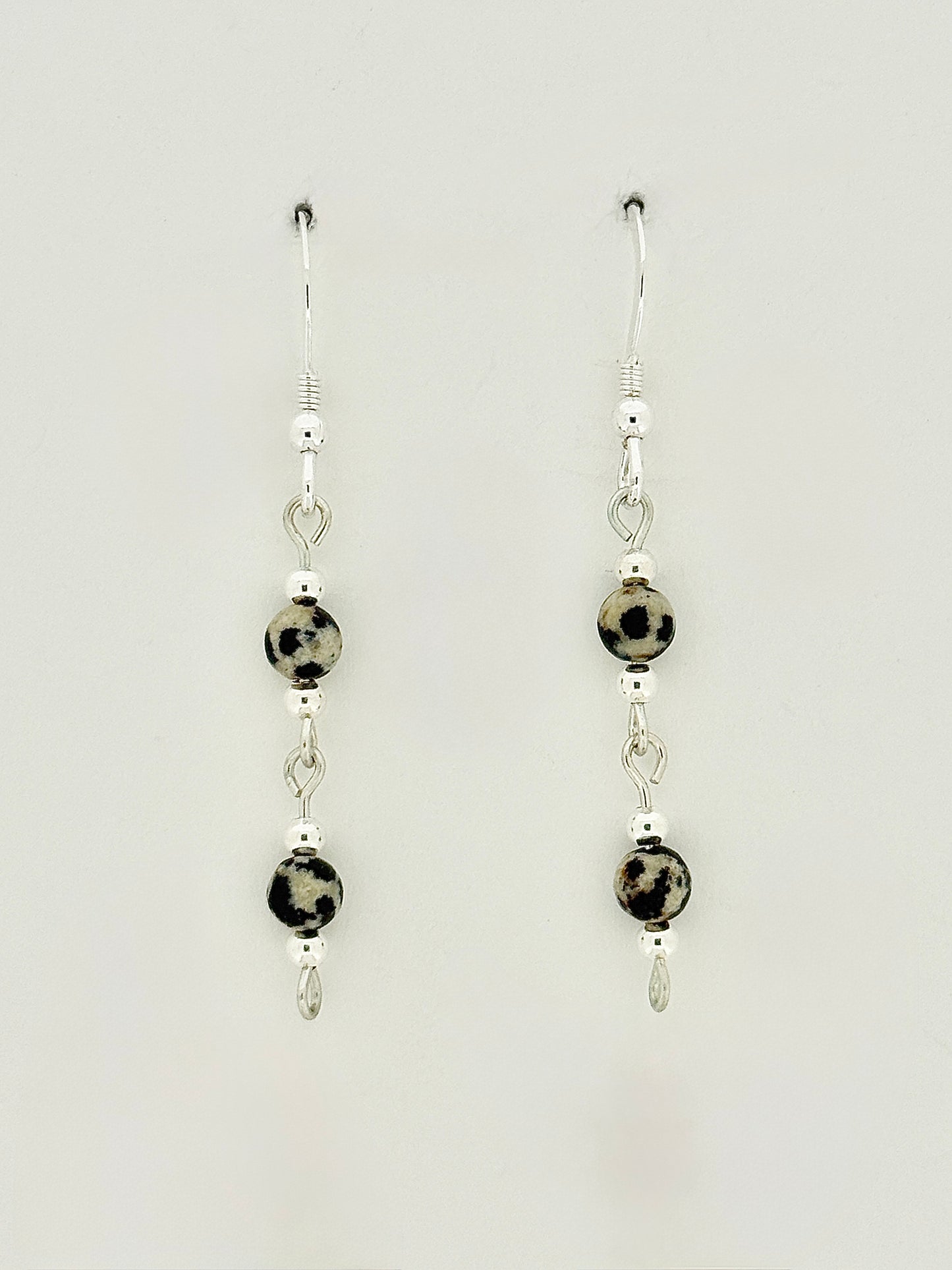 Dalmatian Jasper Earrings, Loop-links
