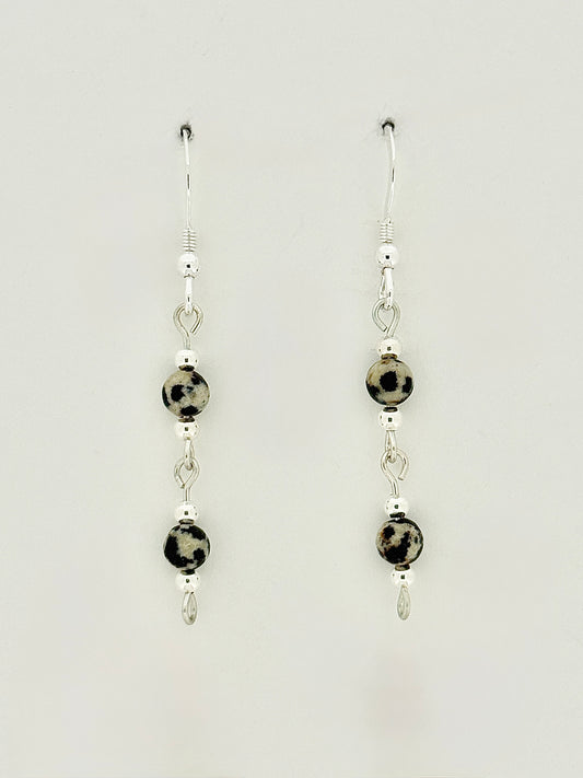 Dalmatian Jasper Earrings, Loop-links