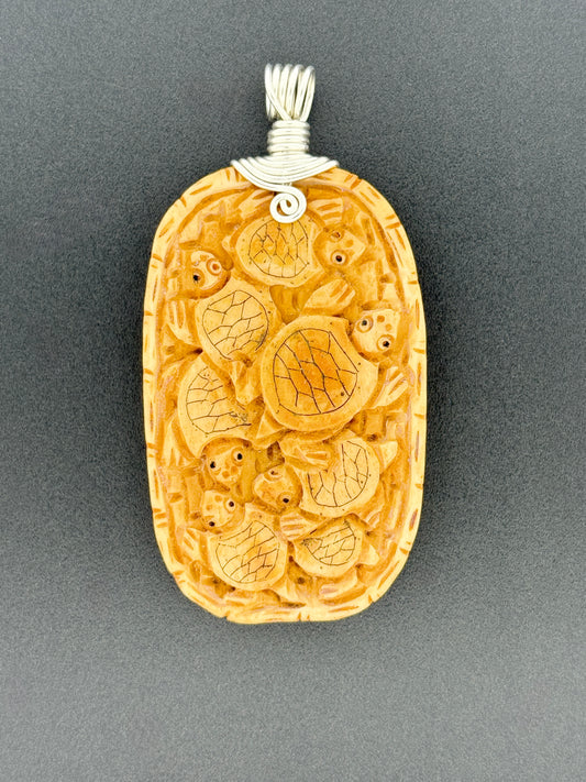 Carved Water Buffalo Bone Wire Wrap