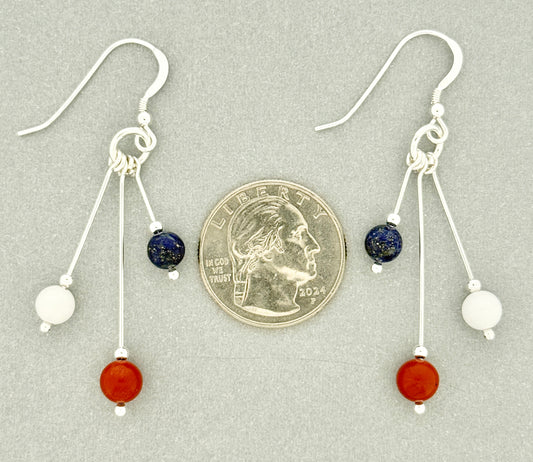 Stars And Stripes Earrings, Tri-dangle