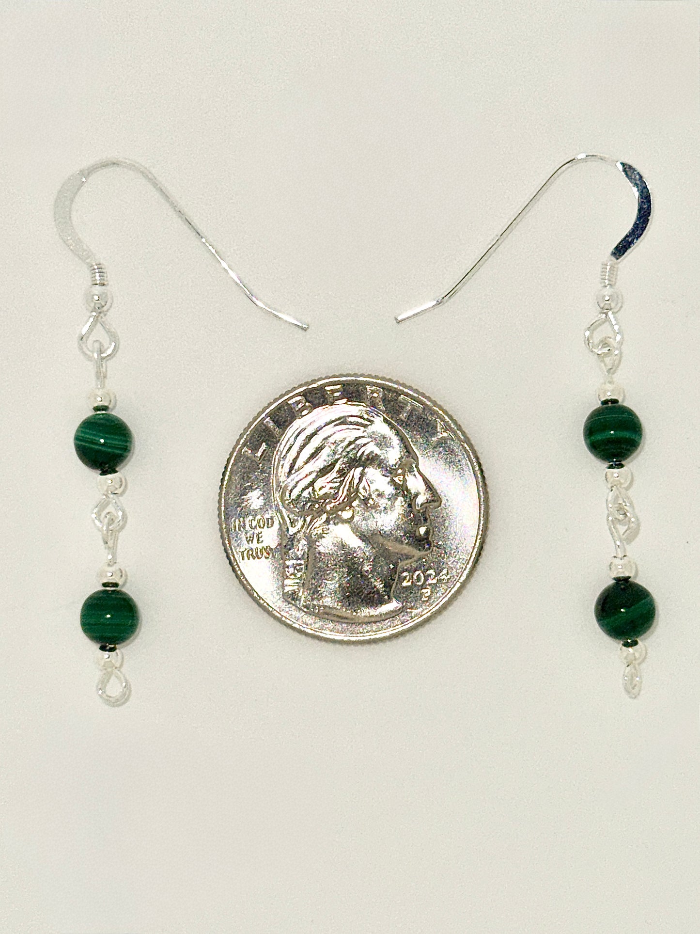 Malachite Earrings, Loop-links