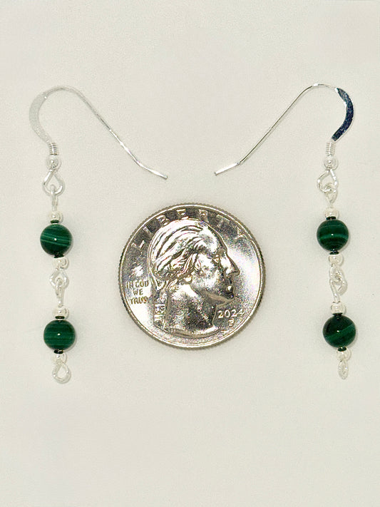 Malachite Earrings, Loop-links